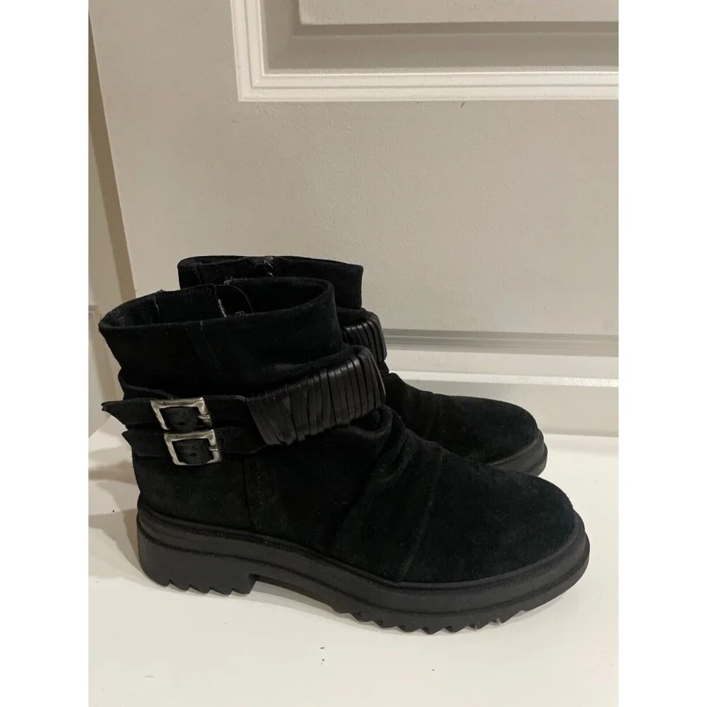 Miz Mooz Fanley Womens Black Suede Ankle Boots size 38/US 7.5 NWOT